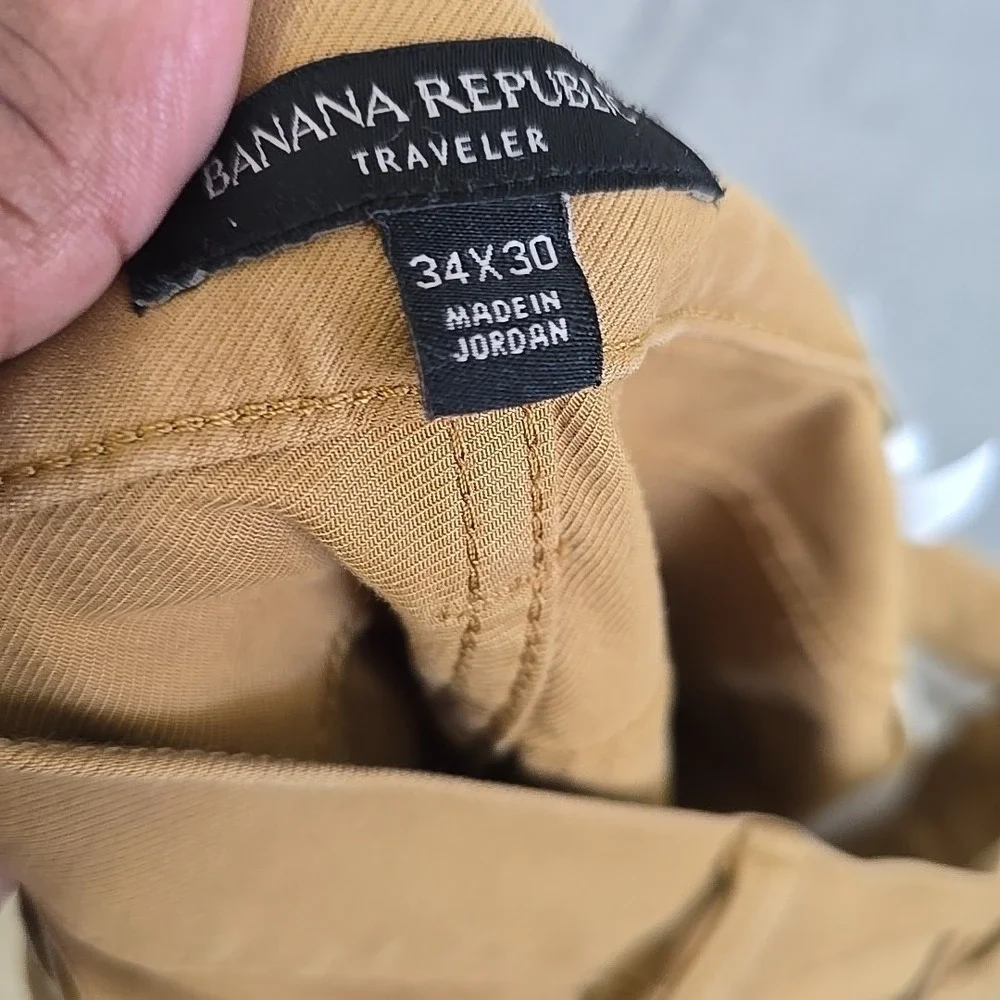 Banana Republic Traveler Pants Mens 34x30 Brown Slim Fit Casual Preppy Classic